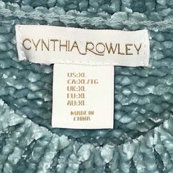 Soft Chenille Sweater Aqua Teal Turquoise Boxy Chunky Round Scoop Crew Neck XL - Picture 8 of 15